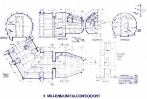Construction drawings for Millennium Falcon cockpit, Attributed to Harry Lange