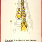 Please stand on the right of the escalator, by Fougasse, 1944